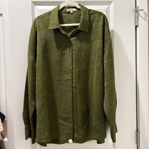 Anthro Olive Green Button-Up Shirt